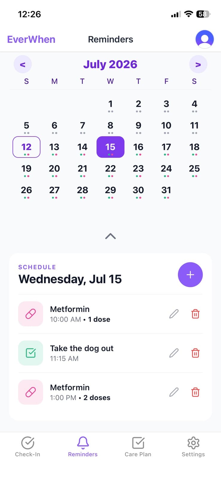 EverWhen reminders calendar and schedule